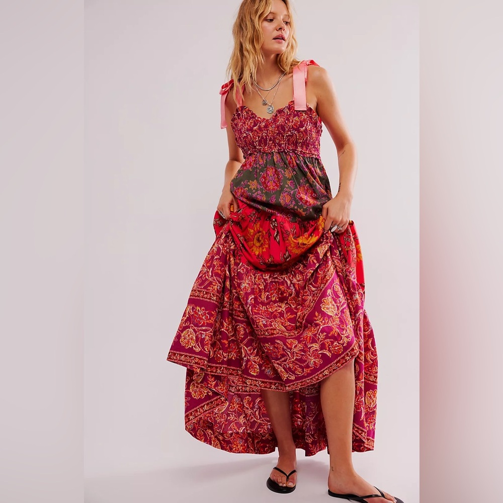 Free People Bluebell Maxi Dress Magenta Combo